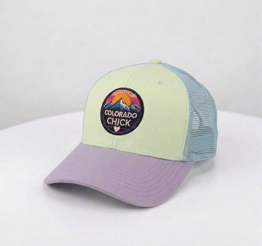 Youth Colorado Chick™ Lilac and Light Blue Trucker Hat