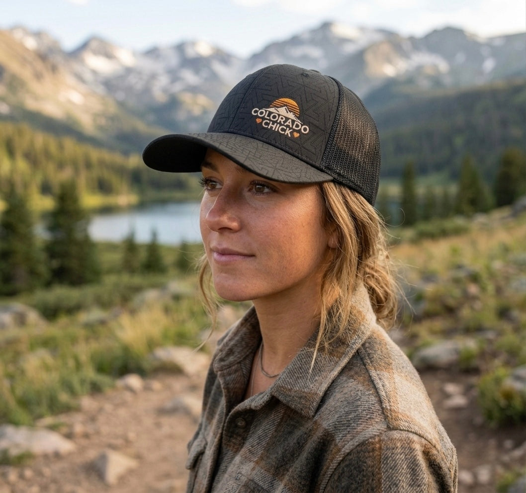 Colorado Chick™ Black Quilted Trucker Hat